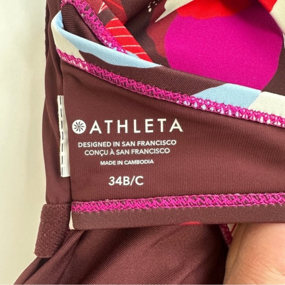 Athleta Square Neck Bra Cup Tankini Top 34B/C Hero Bloom Decadent Bottom XXS - Picture 14 of 15